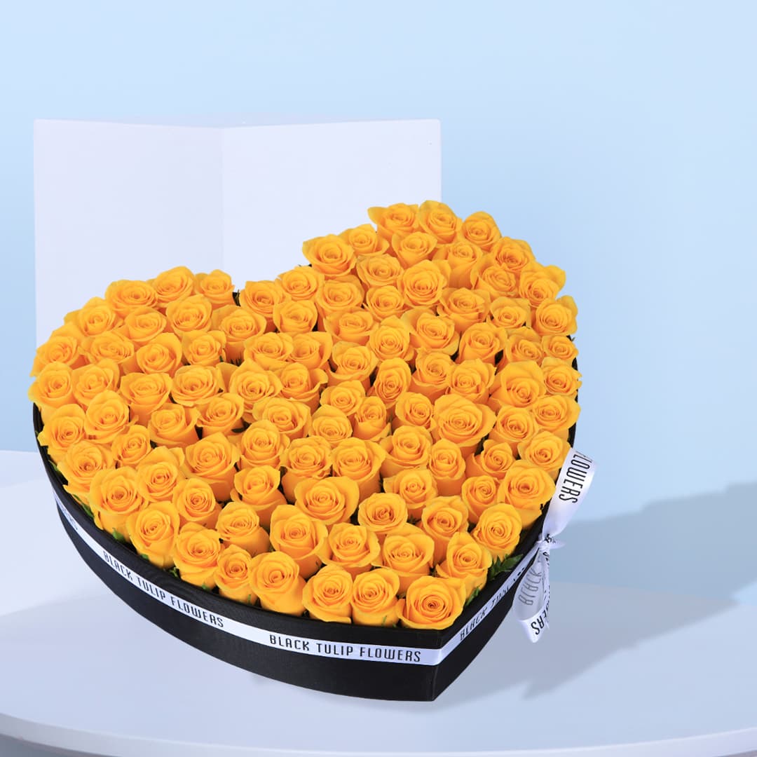 Admirable Heart Box of Yellow Roses