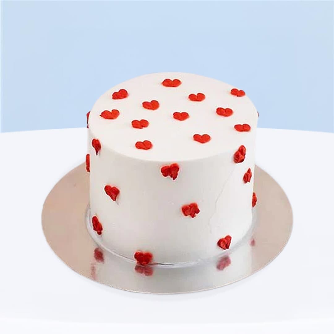 Mini hearts white buttercream cake, 500 grams, vanilla or chocolate flavor.
