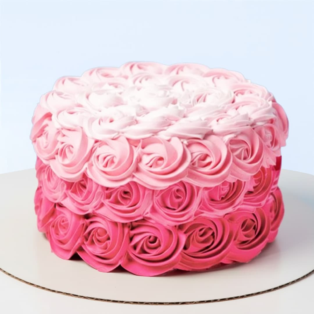 Rose Swirl Cake 1 Kg by Mister Baker with pink rose frosting and layered design