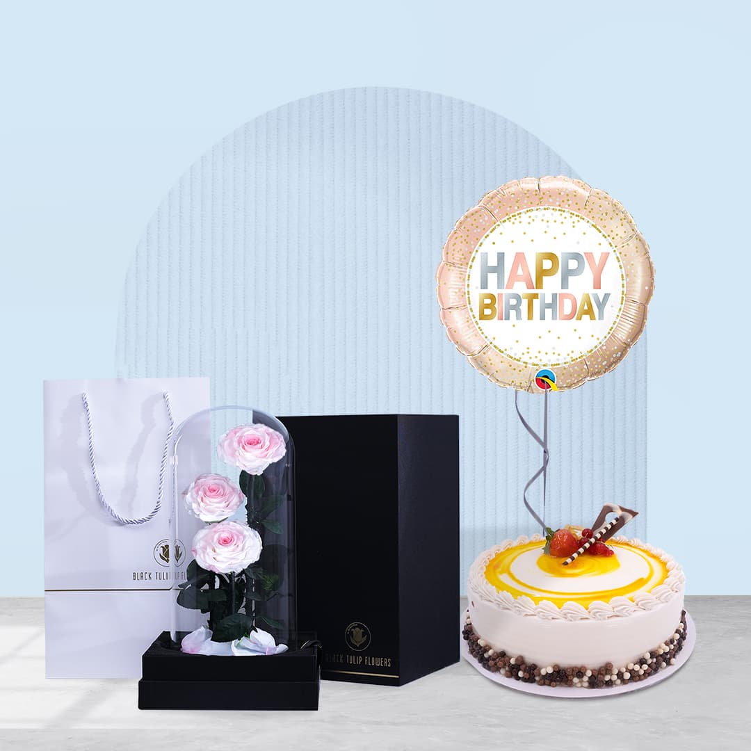 Pink and White Trio Forever Rose Cakes